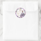Sticker Rond Flores pourpres et papillons : Quinceañera (Sac)