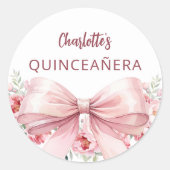 Sticker Rond Flores roses rousses Quinceanera (Devant)