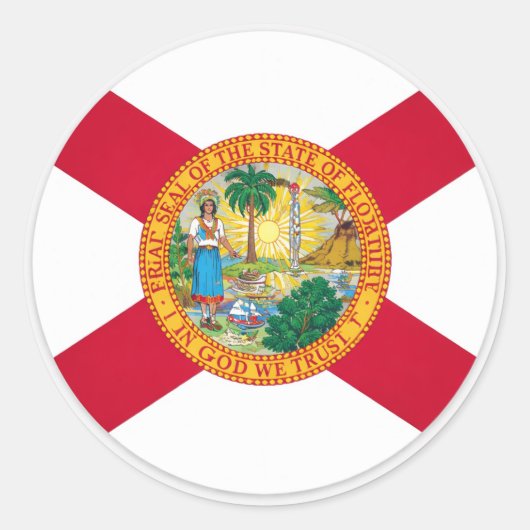 Sticker Rond Florida State Flag – Official Seal Patriotic (Devant)