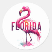 Sticker Rond Floride, Flamant rose, (Devant)