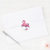 Sticker Rond Floride, Flamant rose, (Enveloppe)