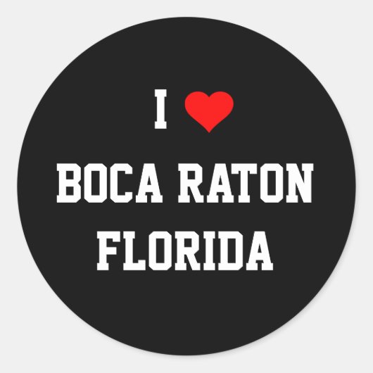 Sticker Rond FLORIDE : I Love Boca Raton, Floride (Devant)