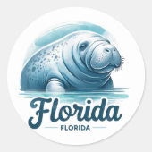 Sticker Rond Floride, Manatee, (Devant)