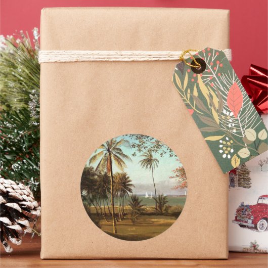 Sticker Rond Floride, peinture d'art, (vacances)