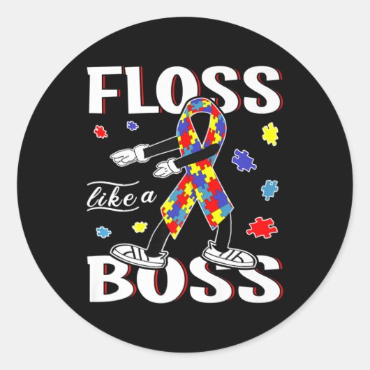 Sticker Rond Floss Kid Autism (Devant)