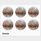 Sticker Rond Flotte de pêche (Feuille)