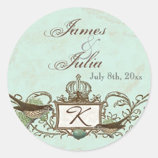 Sticker Rond Flourish bleu de remous de couronne d'oeufs (Devant)