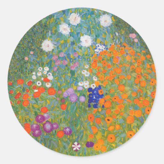 Sticker Rond Flower Garden by Gustav Klimt (Devant)
