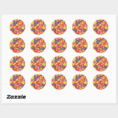 Sticker Rond Flower Power 60s hippy (Feuille)
