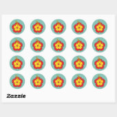 Sticker Rond Flower rouge hibiscus (Feuille)