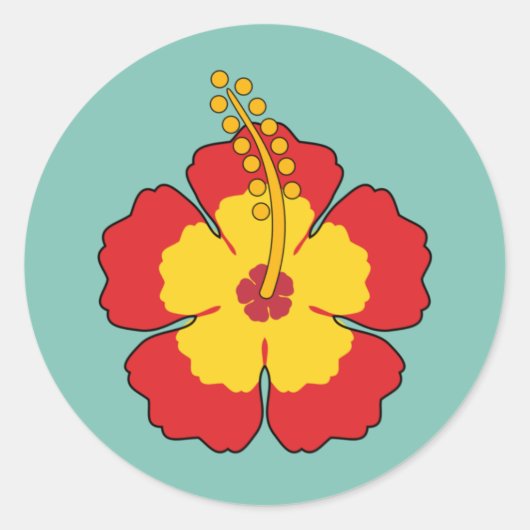 Sticker Rond Flower rouge hibiscus (Devant)