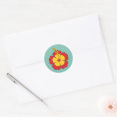 Sticker Rond Flower rouge hibiscus (Enveloppe)