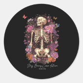 Sticker Rond Flower Skeleton Dry Bones Come Alive, Retro Enchan (Devant)