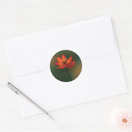 Sticker Rond Flower with bee (Enveloppe)