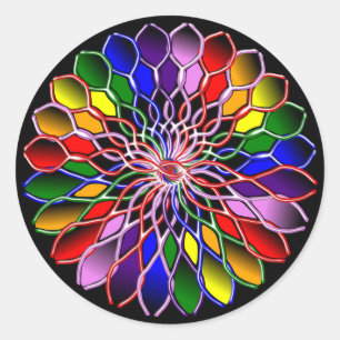 Sticker Rond Floweret Stickers-20 d'arc-en-ciel par feuille