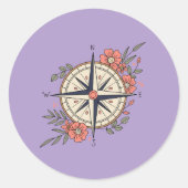 Sticker Rond Flowers, Directions, Compass  (Devant)
