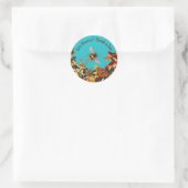 STICKER ROND FLOWERS ,HONEY BEE IN BLUE SKY FLORAL BEEKEEPING (Sac)