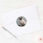 Sticker Rond Fluffy Chat aux yeux bleus (Enveloppe)