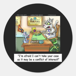 Sticker Rond Fluffy Cohen Avocate @Griffe Chat Drôle & Avocat