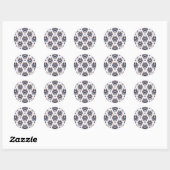 Sticker Rond Fluffy Long cheveux gris et blanc Tuxedo Chat (Feuille)