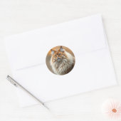 Sticker Rond Fluffy Norwegian Forest Portrait de chat (Enveloppe)