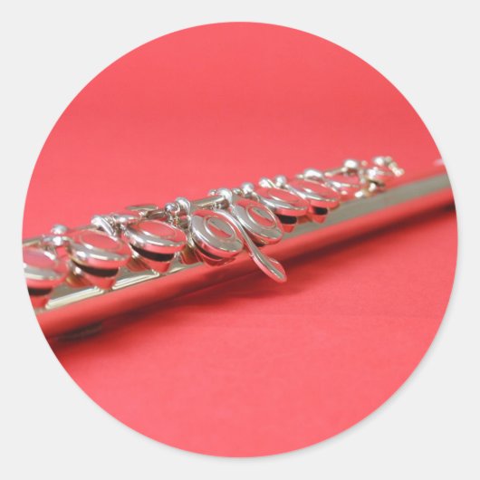 Sticker Rond Flute étudiante musique rose boisé vent (Devant)