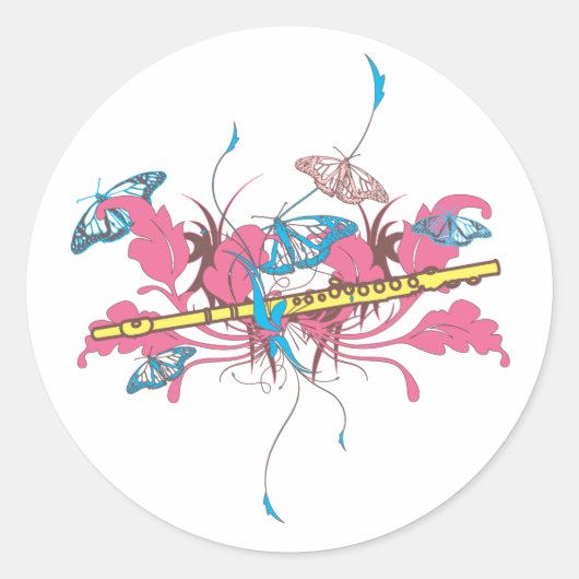 Sticker Rond Flûte papillon (Devant)