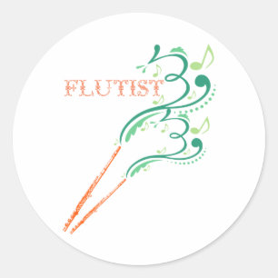 Sticker Rond Flutiste
