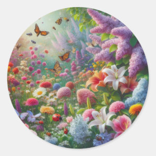 Sticker Rond Fluttant Floral