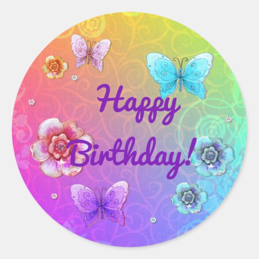 Sticker Rond Flutterby Graffiti Bijoux ANNIVERSAIRE (Devant)
