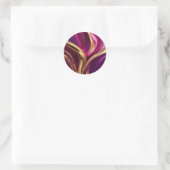Sticker Rond Flux Abstrait Art-Fuchsia violet et or- (Sac)