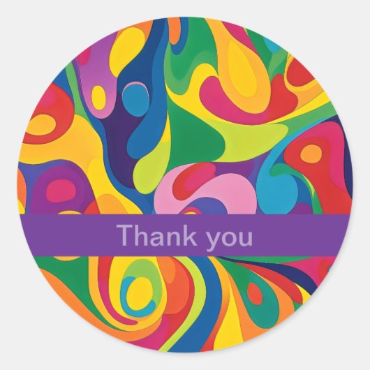 Sticker Rond Flux de couleurs abstrait Merci (Devant)