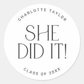 Sticker Rond Flux Moderne Minimale Elle L'A Fait Graduation Sti (Devant)