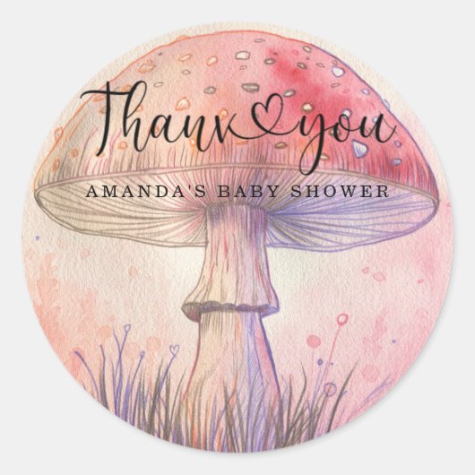 Sticker Rond Fly baby shower agaric merci (Devant)