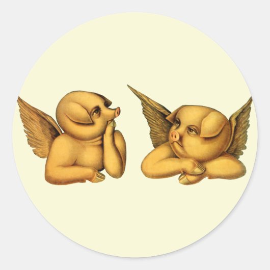 Sticker Rond Flying Angel Pigs with wings Imaginaire Animaux Ar (Devant)