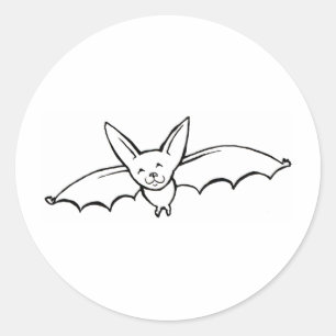 Sticker Rond Flying Bat - amusant dessin original d'encre