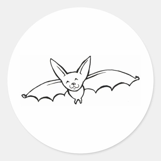Sticker Rond Flying Bat - amusant dessin original d'encre (Devant)