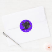 Sticker Rond Flying Black Raven Corvid Crow-lover Photo Design (Enveloppe)