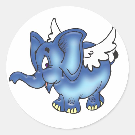 Sticker Rond Flying Blue Elephant (Devant)