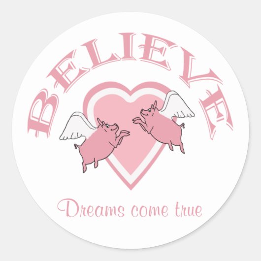 Sticker Rond Flying Pigs Believe (Devant)