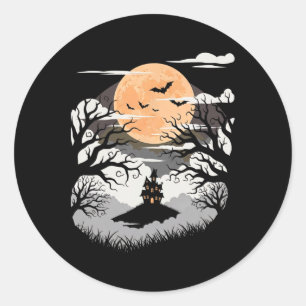 Sticker Rond Fog Darkness Trickery Vintage Halloween Scène - Sp