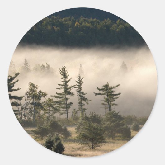 Sticker Rond Fog du matin dans les Adirondacks (Devant)