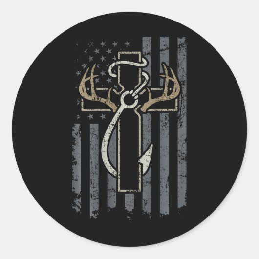 Sticker Rond Foi Chasse Pêche - Christian Hunter Pêcheur (Devant)