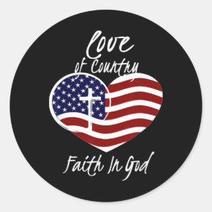 Sticker Rond Foi chrétienne patriotique dans le cœur de Dieu Cr