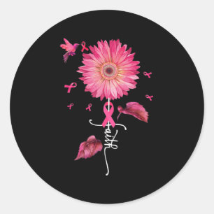 Sticker Rond Foi de marguerite rose - Sensibilisation au cancer