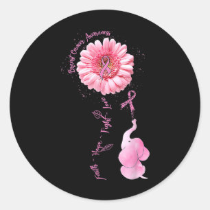 Sticker Rond Foi éléphante Espoir Amour Cancer du sein Sensibil