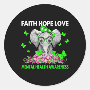 Sticker Rond Foi éléphante Espoir Amour Santé mentale Sensibili