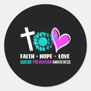 Sticker Rond Foi Espérance Amour Soutien Prévention Sensibilisa