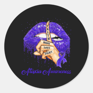 Sticker Rond Foi Espoir Amour Combat Ruban Bleu Sensibilisation