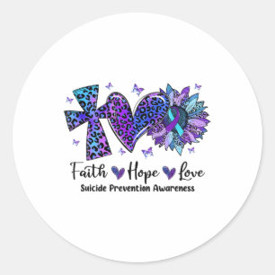 Sticker Rond Foi Espoir Amour Tournesol Léopard Conscience du S
